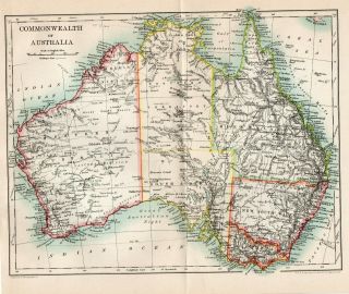 Antique Map Of Australia The Commonwealth C1900 W&ak Johnston