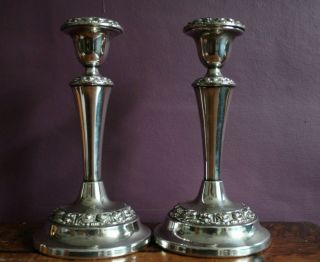 Silver Plated Candlesticks Candle Holders By Ianthe Of England - 7.  5 " H