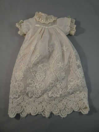 Vintage Ivory Cream Off - White Lace Christening Gown Dress For Small Baby Doll