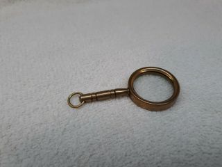Vintage Rare Mini Brass Magnifying Glass 2 - 1/2 " Long