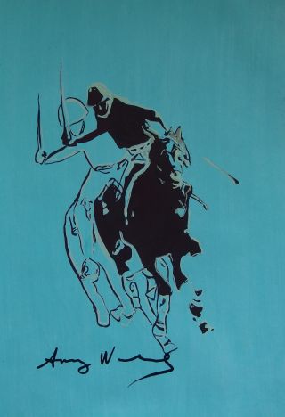 Offering Rare Unique Pop Art Painting,  Polo Player,  Signed,  Andy Warhol With
