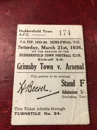 Rare Pre War - Facup S - Final 21 Mar 1936 - Arsenal V Grimsby At Huddersfield