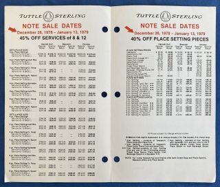 1978 Tuttle Sterling Silver Flatware Price List Onslow Hannah Hull Beauvoir 3