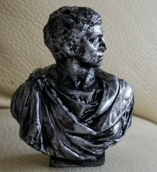 Ancient Roman Republic Brutus Julius Caesar Assassin Antique Silver Bust Statue