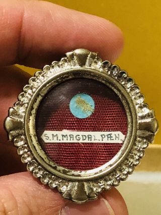 Reliquary Relic St Mary Magdalene Penitent Wax Seal & Thread Intact 1953 Rare