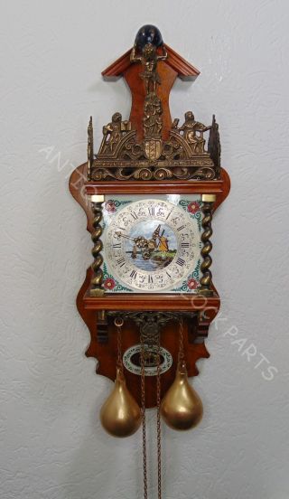 Rare Folklore Dutch Polychrome Delft Tiles Zaandam Wall Clock