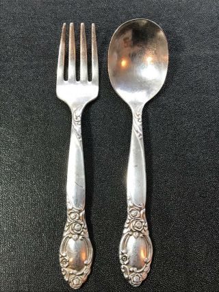 Vintage Antique Silverplate Child - Size Fork & Spoon 4 3/4 " Community