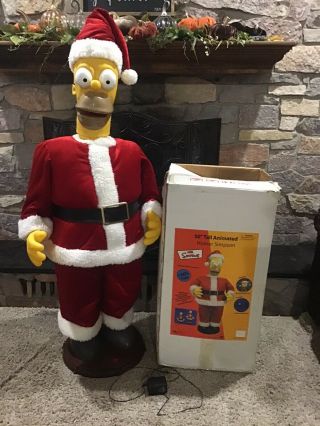 50” Tall Animated Homer Simpson Christmas Gemmy Lifesize Rare Hard To Find