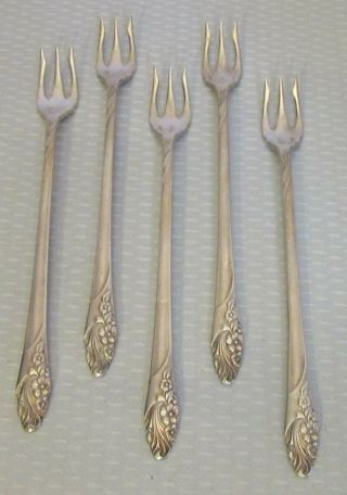 Oneida Community Silverplated Evening Star Set 5 Oyster Seafood Cocktail Forks