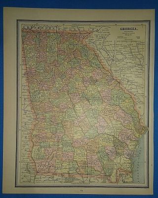 Vintage Circa 1886 Georgia Map Old Antique Atlas Map