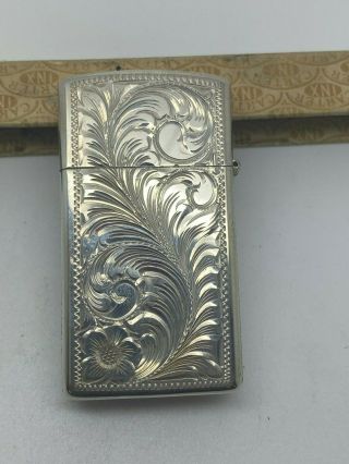 Rare ZIPPO 1993 Sterling Silver Hand Engraved Cowgirl Rodeo Lighter 2