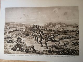 Welsh Regiment Wounded Captain,  Chivy 1914 - Wwi Antique Print
