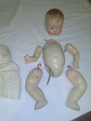 Vintage Composition Jointed Baby Doll For Restoration/parts W/vintage Petticoat