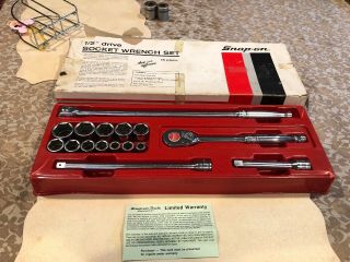 Vintage Rare Snap - On 16 Piece 1/2 " Drive 6 - Point Socket Wrench Set Barely
