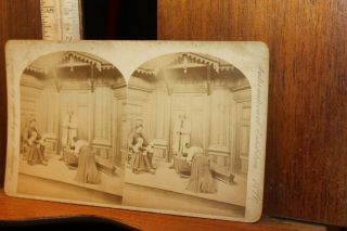 Antique Stereoview Photo 1876 Family Doctor Dead Baby Casket