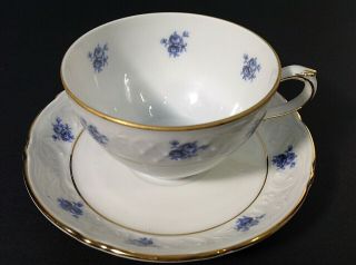 Vintage Demitasse Cup & Saucer.  Blue & White.  Gold Trim Schumann Arzberg