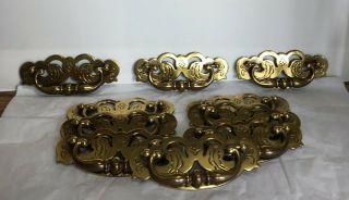 3 Vintage Brass Decorative Drawer Handles/pulls 4 1/4 " Center Kbc 2