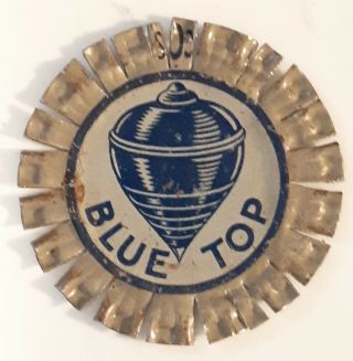 Rare Canadian (kitchener) " Blue Top Beer Cap " Cut Along The Edges And Flattened