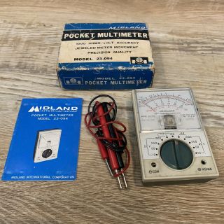 Vintage Midland Pocket Multimeter Volt Ohm Jeweled Milliammeter 23 - 094 - 3.  5 In