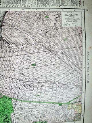 1911 Brooklyn,  NY Antique,  Atlas map S.  York City back.  108 years - old 2