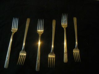 6 Vintage Wm Rogers Oneida Lady Drake Silverplate Dinner Forks