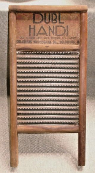 Vintage Travel Washboard Dubl Handi Columbus Washing Board Co Wood & Metal 464f