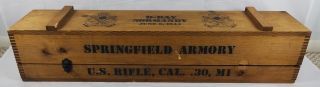 Vintage Rare Wooden Gun Box Case Springfield Armory 30 Cal Rifle Box Only No Gun