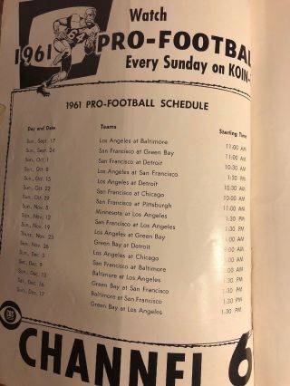 1961 San Francisco 49’ers Vs Minnesota Vikings Program,  Multnomah Stadium,  RARE 2