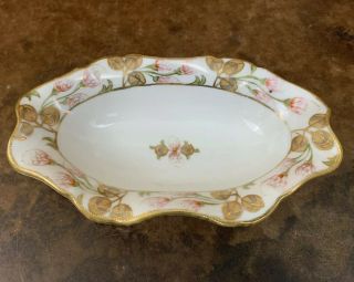 Antique Nippon Hand Painted Floral Pink Flowers Gold Porcelain Dish