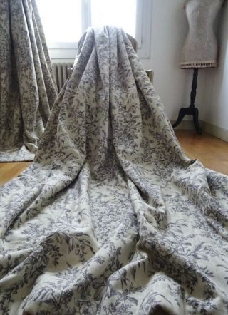 Laura Ashley Curtains Shabby Cottage Chic " Picardi " French Toile Interlined Rare