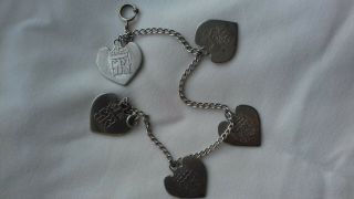 Antique Charm Bracelet George V & Vi Heart Shaped Silver Coins