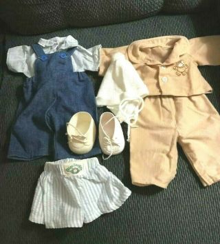Vintage Set Of Doll Clothes For Cabbage Patch Kid Boy Doll 3 Outfits Plus Shoes