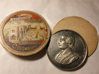 1892 Rare Cased 55mm Christopher Columbus Exposition Genova Italy
