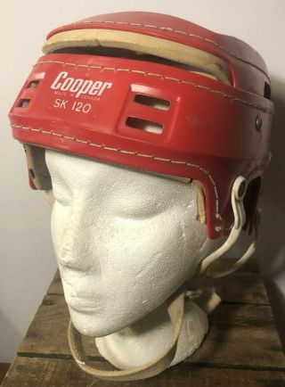 Vtg Cooper Sk 120 Senior Red Hurling Hockey Stitched Helmet Rare Sk 100 Canada