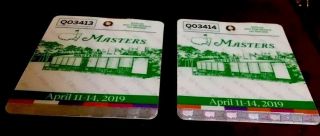 2 - 2019 Masters Golf Badges Tiger Woods Rare Tickets W/ Pin - Ships Now