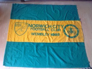 Norwich Football Club - Very Rare & Large 1985 Wembley Flag (44 " X 49 ")