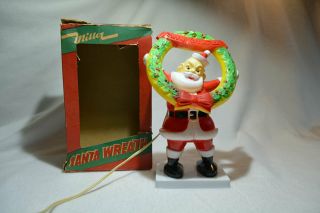 Miller Vintage Christmas Light Up Santa Rare Yellow Merry Christmas Wreath
