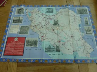 1960s Tourist Map Of Iran In English 28 X 26 "
