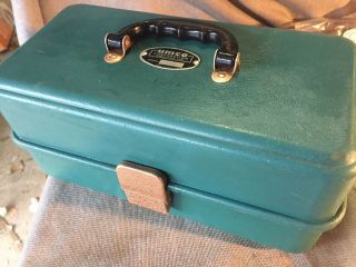 Vintage UMCO Aluminum mdl 133 – U Tackle box With Tackle Powder Coated Green 3