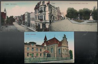 3 Antique 1910 Views Of Tuchel Poland Postcard
