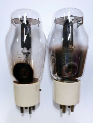 Rare Two Mazda 3 - T - 20 (type 801 / Vt - 62) Vacuum Tubes With Graphite Plate