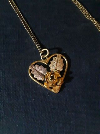 Vintage Rose Gold Heart Pendant Charm On A Gold Filled Chain