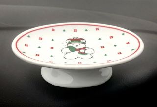 1986 Christmas Santa Bear Porcelain Glass Soap Dish Retro Vintage Japan 3