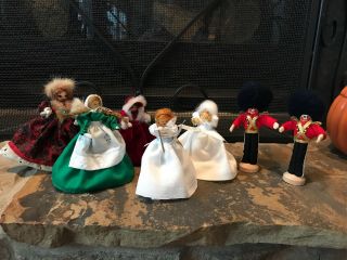 Vintage Clothes Pin Dolls,  Folk Art,  Christmas,  Holiday Circa 1980’s