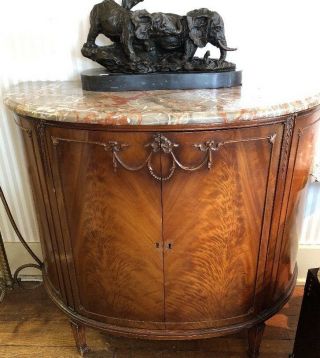 Demilune Humidor Rare Marble Top Large Victorian Smoke Stand Gorgeous
