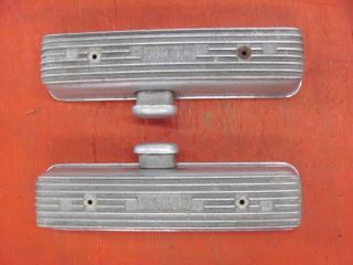 Rare Weiand Finned Aluminum Valve Covers 303 324 Oldsmobile Olds 49 - 56 55 54 53