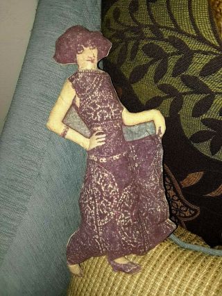 12 " Old And Ugly Handmade Vintage Cloth Flapper Doll Signed