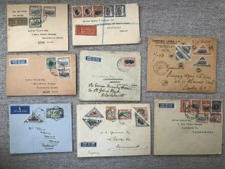 8 Rare 1930’s Mozambique Colonial Portugal Airmail Postal Covers To England