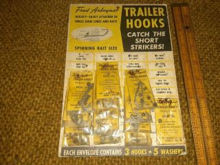Vintage Fred Arbogast Trailer Hooks On Orginal Card