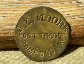 1870 Camp Brown Wyoming Ter Rare " Jk Moore Post Trader " Cb571 Us Military Token